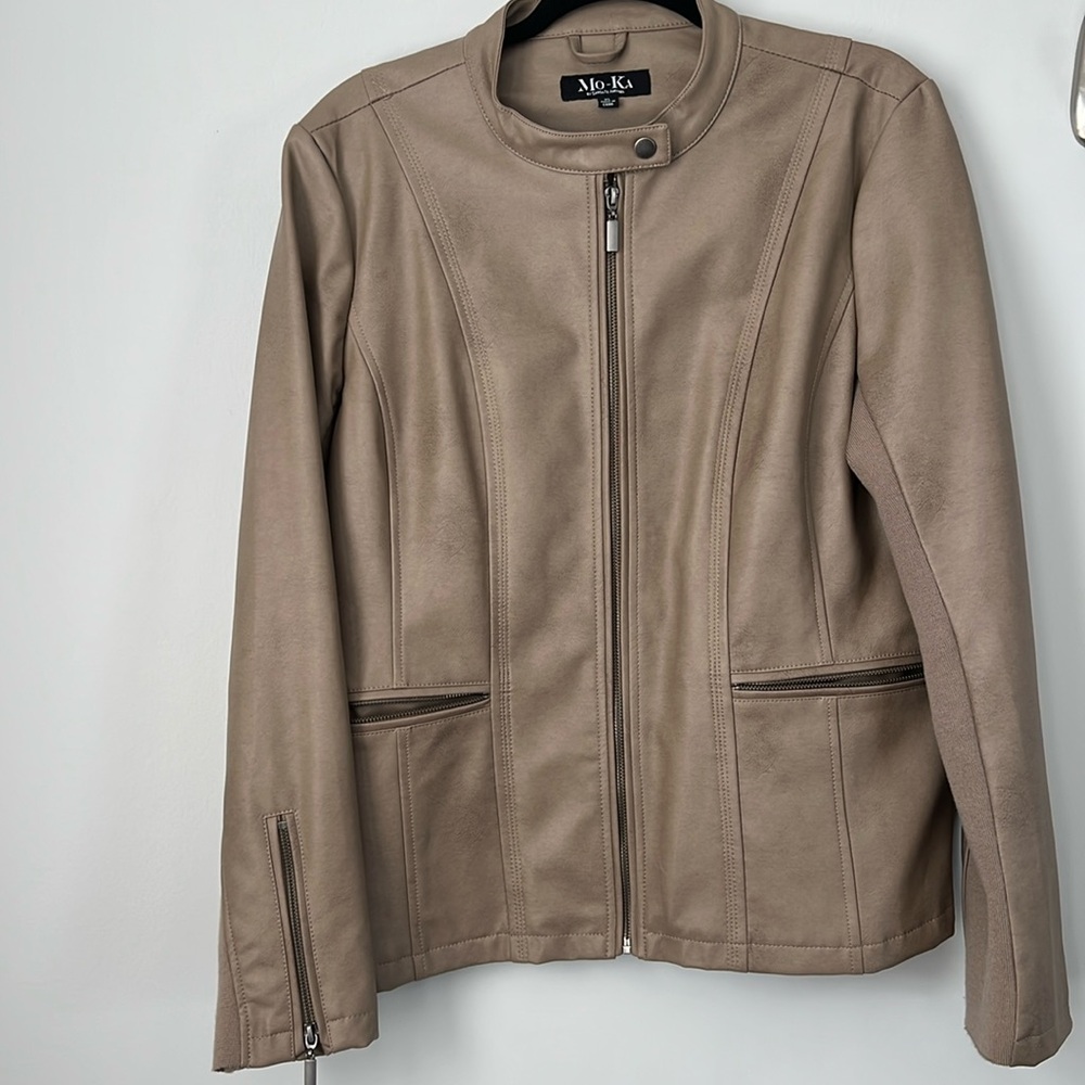 Mo-Ka Ebele Faux Leather Moto Jacket XL - Picture 7 of 10